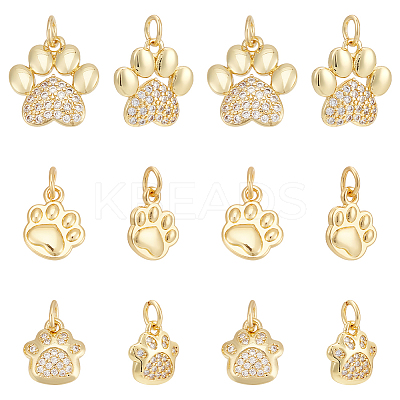 18Pcs 3 Styles Brass Micro Pave Cubic Zirconia Charms KK-WR0012-51-1