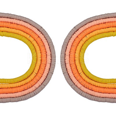 10 Strands 5 Colors Flat Round Handmade Polymer Clay Beads CLAY-SZ0002-02A-1