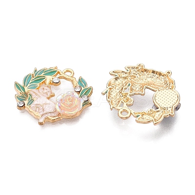 Rack Plating Alloy Enamel Pendants ENAM-N056-371KCG-01-1
