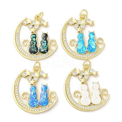 Brass Micro Pave Clear Cubic Zirconia Pendants KK-C045-47G-1