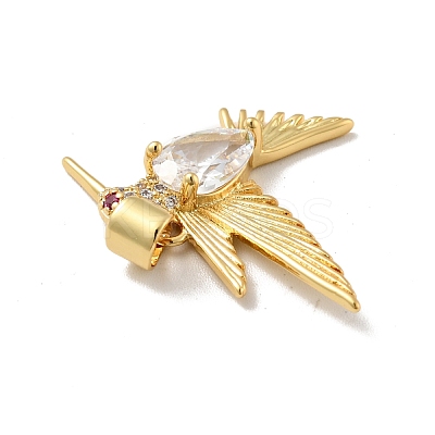Bird Brass Micro Pave Clear Cubic Zirconia Pendants KK-G419-28G-1