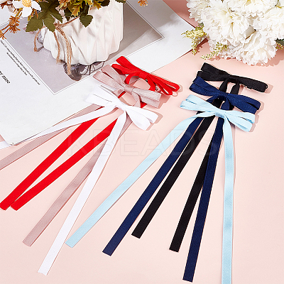 Big Bowknot Polyester Alligator Hair Clips AJEW-CP0008-39C-1