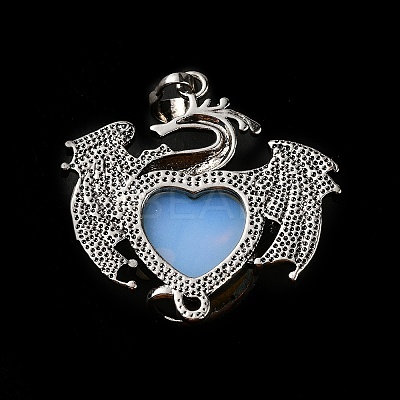 Opalite Heart Pendants KK-K331-01AS-03-1