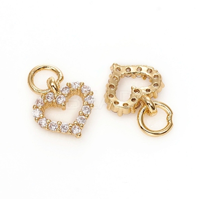 Electroplated Brass Micro Pave Cubic Zirconia Charms ZIRC-G167-03G-1