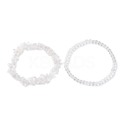 Chip & Round Natural Mixed Stone Beaded Stretch Bracelets for Women BJEW-JB10188-1