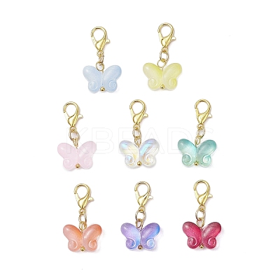 Transparent Glass Butterfly Pendant Decorations HJEW-JM04018-02-1
