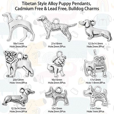 Tibetan Style Alloy Puppy Pendants TIBEP-CJ0001-18-1