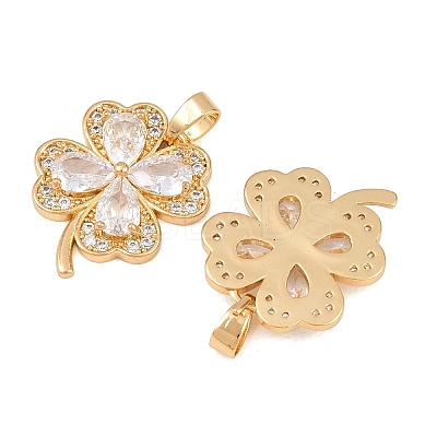 Brass Micro Pave Clear Cubic Zirconia Pendants KK-G552-06G-1