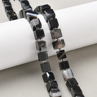 Natural Banded Agate(Dyed & Heated) Beads Strands G-D338-A09-01-1