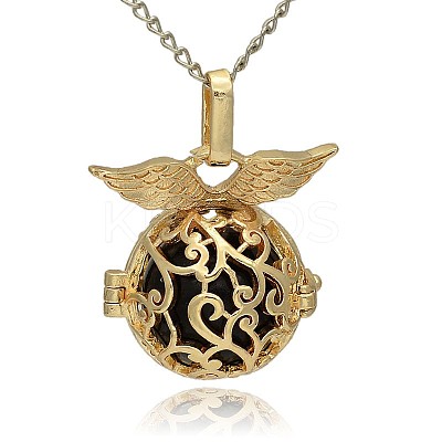 Golden Tone Brass Hollow Round Cage Pendants KK-J230-01G-1