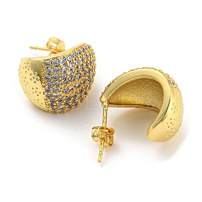 Brass Micro Pave Cubic Zirconia Stud Earrings EJEW-C066-11G-1