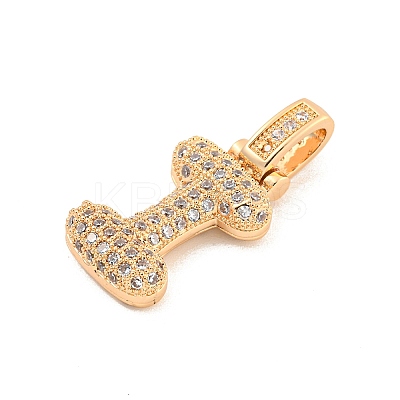 Brass Micro Pave Clear Cubic Zirconia Pendants KK-B099-01G-I-1