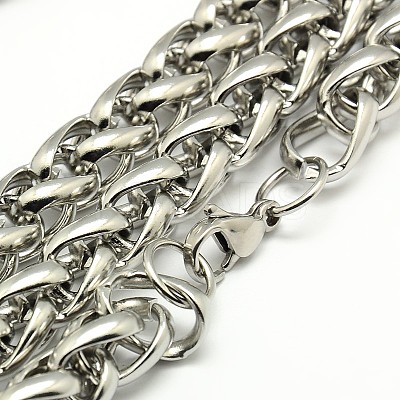 Tarnish Resistant Fashionable 304 Stainless Steel Wheat Chain Necklaces for Men STAS-A028-N002P-1