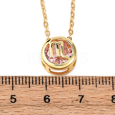 Brass Pave Cubic Zirconia Birth Stone Constellation Pendant Cable Chain Necklaces NJEW-D334-01G-08-1