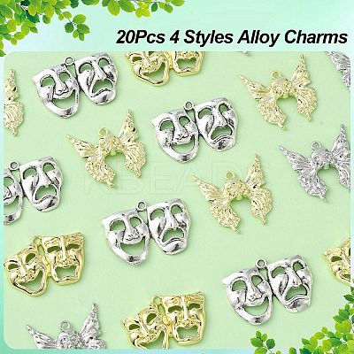 20Pcs 4 Styles Alloy Pendants PALLOY-CJ0002-45-1
