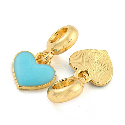 Rack Plating Alloy Enamel Heart European Dangle Charms FIND-B034-21G-05-1