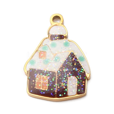 Christmas 304 Stainless Steel Enamel Pendants STAS-B112-02G-06-1