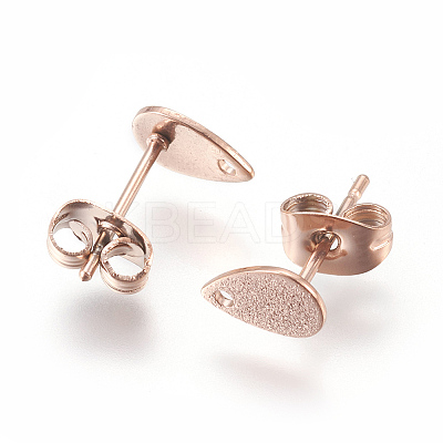 Ion Plating(IP) 304 Stainless Steel Stud Earring Findings for Dangle Charms X-STAS-L216-05A-RG-1