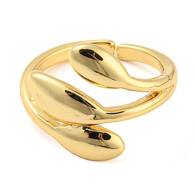 Tulip Flower Brass Open Cuff Ring RJEW-q782-02G-1