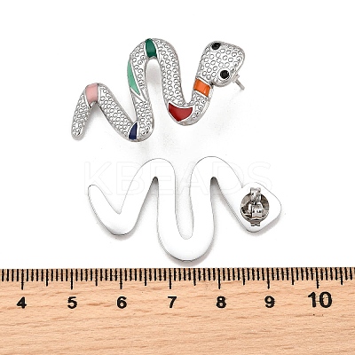 304 Stainless Steel Enamel Stud Earrings EJEW-Z116-02P-1