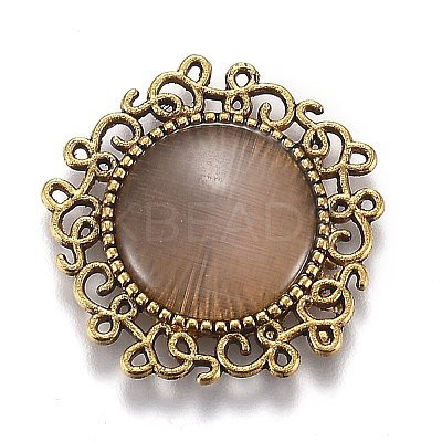 Hollow Retro Plastic Imitation Cat Eye Cabochons KK-Z004-01E-AG-1