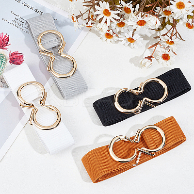 4Pcs 4 Colors Polyester Elastic Corset Belts with Alloy Ring Buckle AJEW-GO0001-40-1