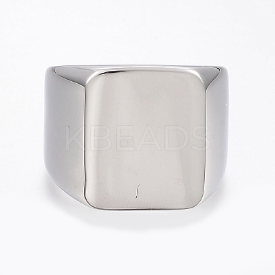 Tarnish Resistant 304 Stainless Steel Signet Band Rings for Men RJEW-G091-16-21mm-P-1