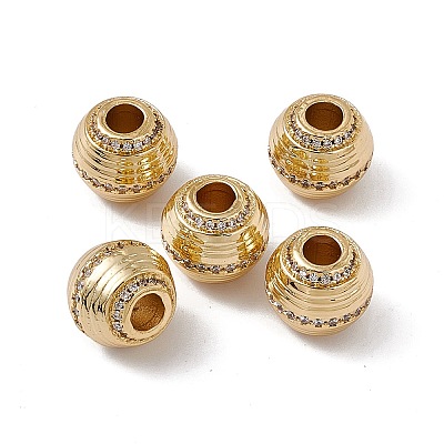 Rack Plating Brass Micro Pave Cubic Zirconia Beads KK-C007-46G-1