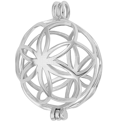 Anti-Tarnish 1Pc Rhodium Plated 925 Sterling Silver Empty Bead Cage Pendants STER-BBC0005-71P-1