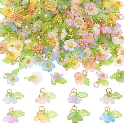 120Pcs 8 Colors Frosted Acrylic Pendants PALLOY-YW00102-1