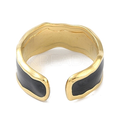 Ion Plating(IP) 304 Stainless Steel Enamel Cuff Finger Rings RJEW-L107-051G-02-1