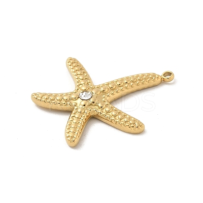 304 Stainless Steel Rhinestone Starfish STAS-I322-34G-02-1