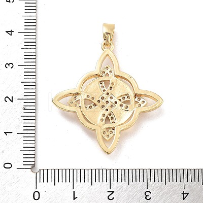 Rack Plating Brass Micro Pave Clear Cubic Zirconia Pendants KK-C063-09A-G-1