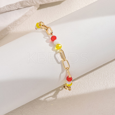 Fashionable Vintage Brass Oval & Glass Faceted Rondelle Beaded Anklets ZC8020-4-1
