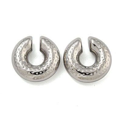 Non-Tarnish Texture Rings 304 Stainless Steel Cuff Earrings for Women EJEW-G393-01B-P-1