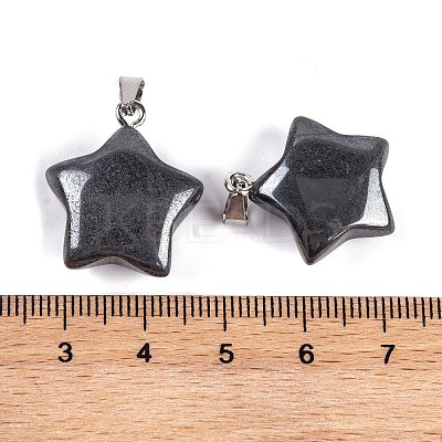 Natural Black Stone Pendants G-Q172-09P-02-1