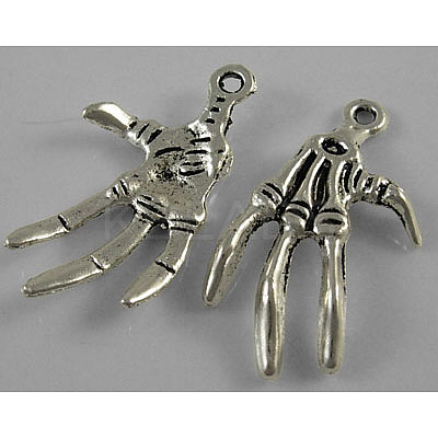 Tibetan Style Alloy Skeleton Hand Pendants for Halloween LS-LF1287Y-NF-1
