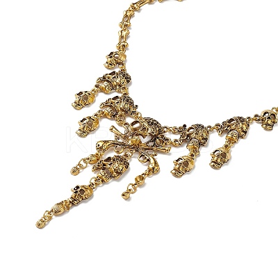 Alloy Skull Bib Necklace NJEW-L175-01AG-1