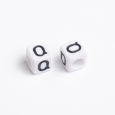 White Cube Letter Acrylic Beads X-PL37C9308-Q-1
