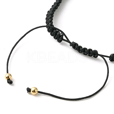 Sport Theme Acylic & Brass Heart Braided Bead Bracelet BJEW-JB09713-1