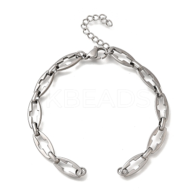 304 Stainless Steel Cross Link Chain Bracelet Making AJEW-JB01378-02-1
