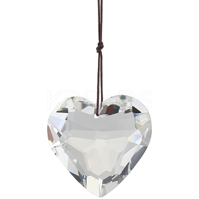 2Pcs Glass Heart Pendant Decorations HJEW-SP0001-22A-1