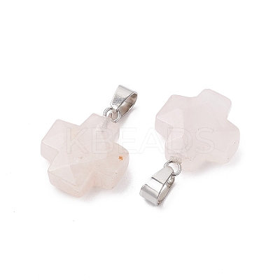 Natural Rose Quartz Pendants G-K359-02P-07-1