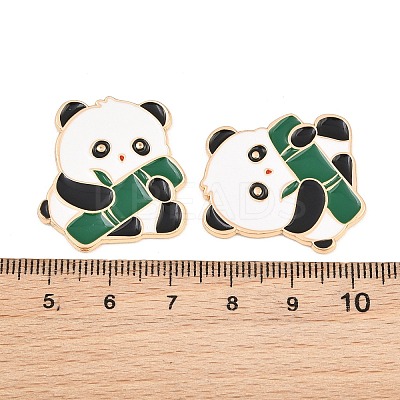 Panda with Bamboo Alloy Enamel Cabochons AL-CBA1A6F-06KCG-C-1