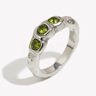 316L Surgical Stainless Steel Pave Cubic Zirconia Finger Rings WGCD260-04-1