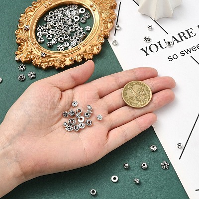 100Pcs 10 Styles Tibetan Style Alloy Spacer Beads TIBEB-YW0001-14-1