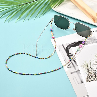 Glass Seed Beads Eyeglasses Chains AJEW-EH00383-02-1