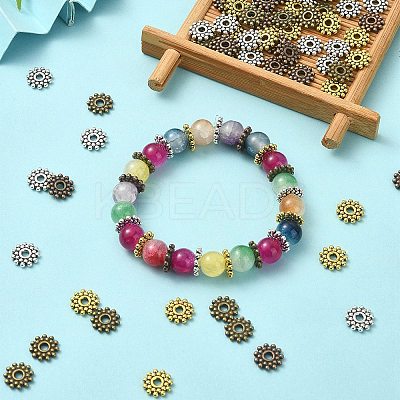 100Pcs 4 Colors Gear Tibetan Silver Alloy Spacer Beads TIBEB-YW0001-66-1