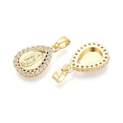 Religion Brass Micro Pave Cubic Zirconia Pendants KK-T073-46G-1