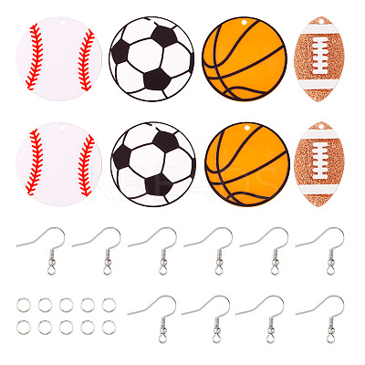 DIY Sport Ball Theme Acrylic Dangle Earrings Making Kit DIY-TA0009-19-1
